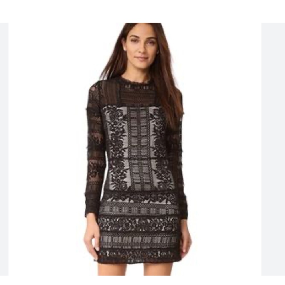 Parker Julie Lace Combo Mini Dress Long Sleeve - Small - Picture 5 of 14